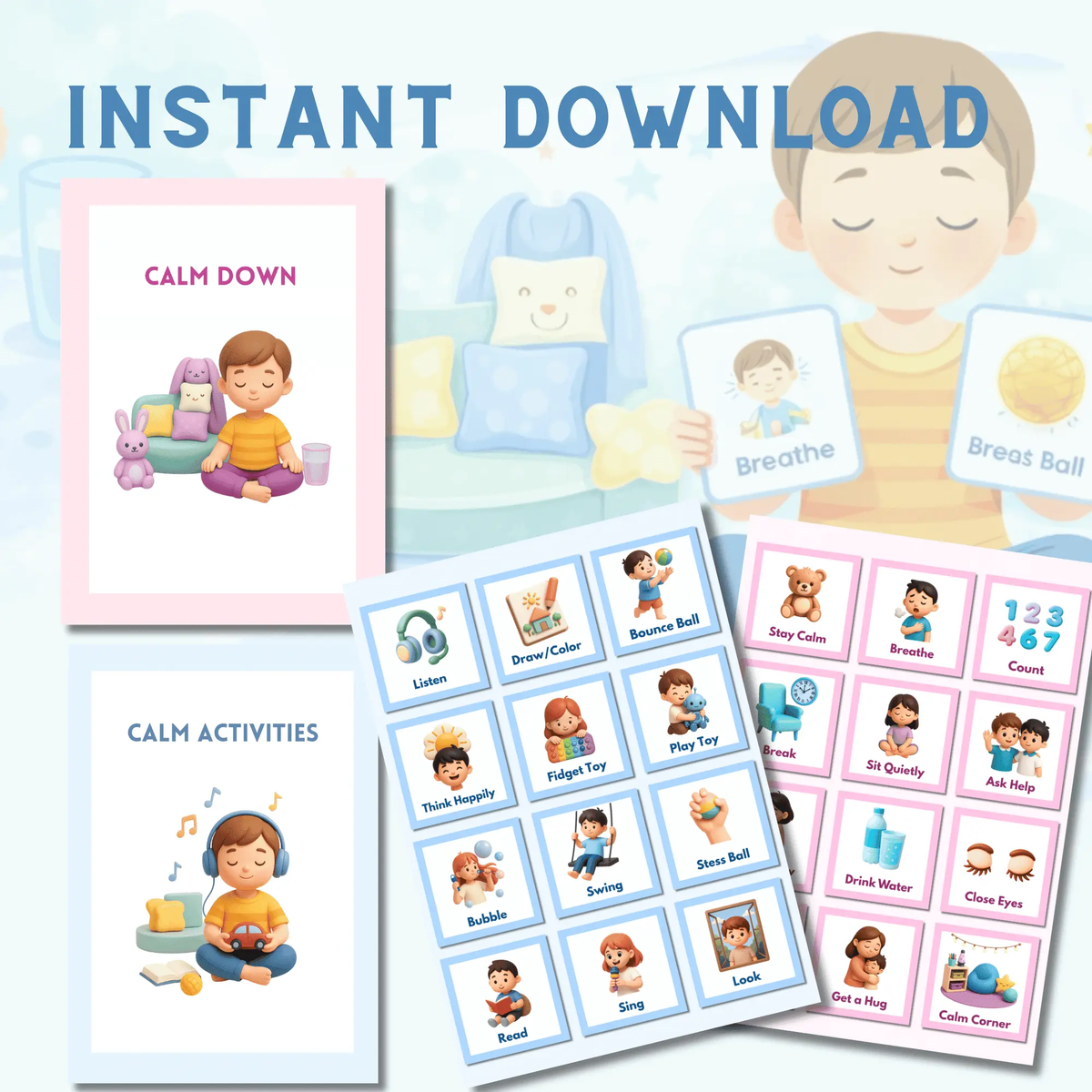 Calm Down Cards for Autism & ADHD | Help Your Child Self-Regulate with Confidence & Choice | Printable