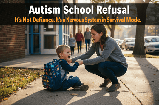 Autistic child refusing to go to school — mother at front door during morning meltdown