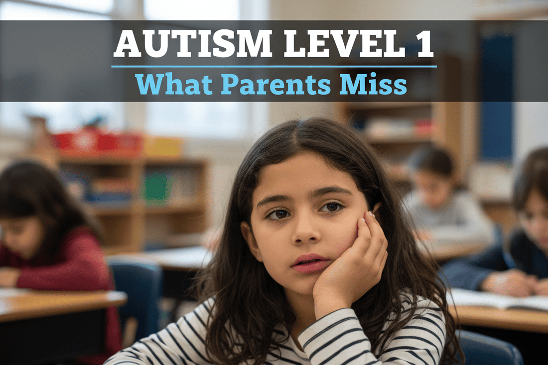 A young girl sitting alone at school desk — hidden struggles of Autism Level 1