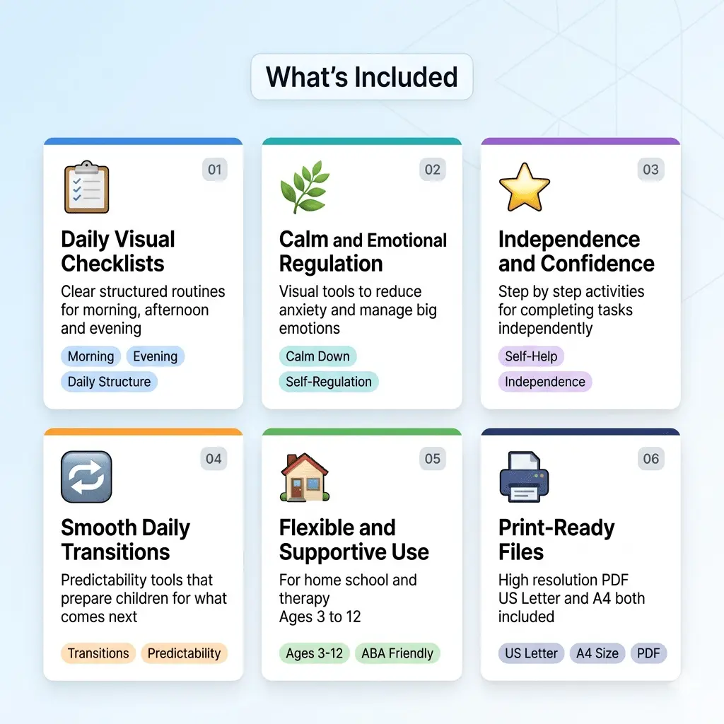 Autism Visual Checklist | Stop Repeating Yourself & Build Daily Routine Independence | Printable PDF