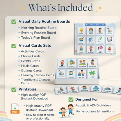 Visual Daily Routine Cards for Autism & ADHD | Printable Schedule Cards to Reduce Anxiety & Build Independence