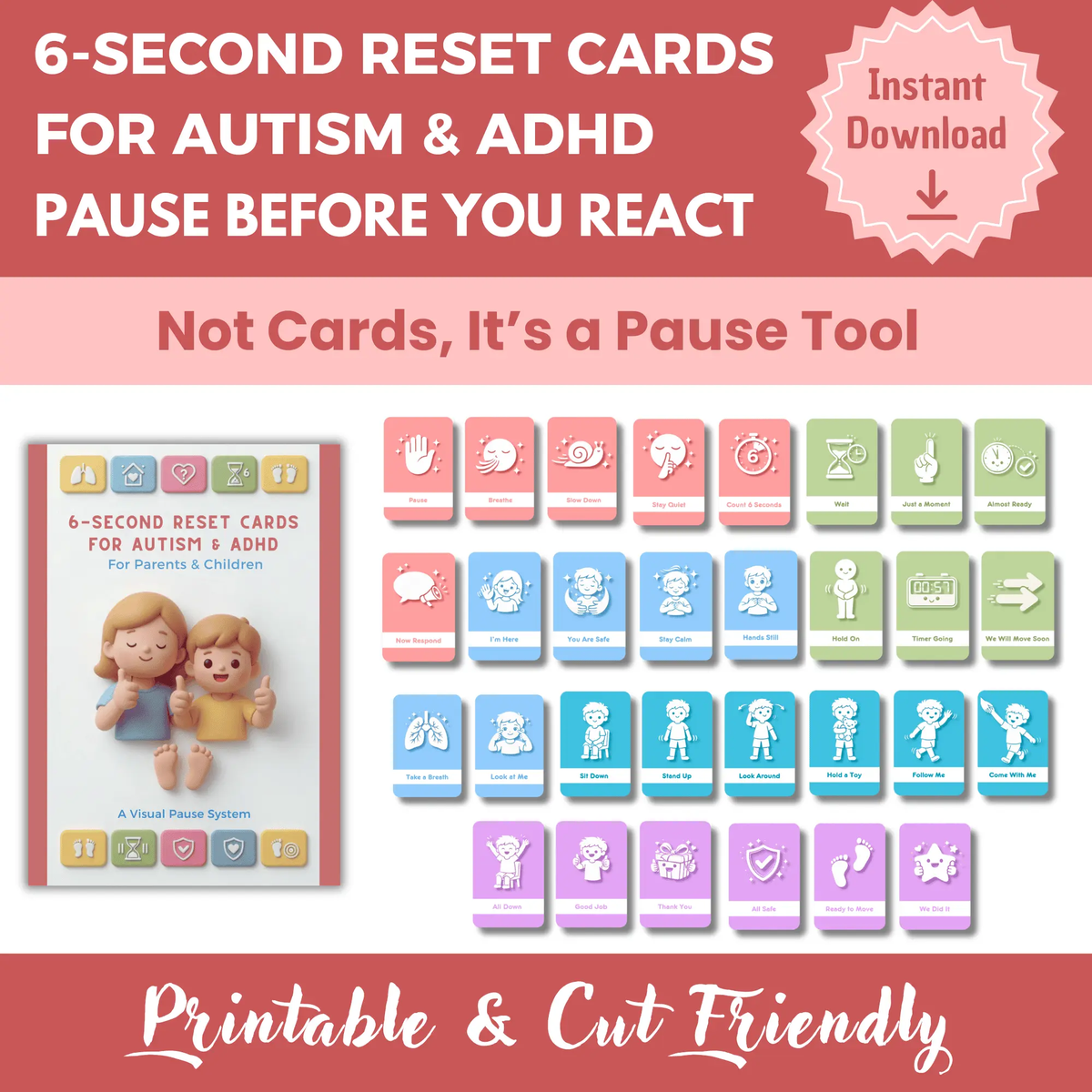 6 second reset autism meltdown printable calm down system ADHD