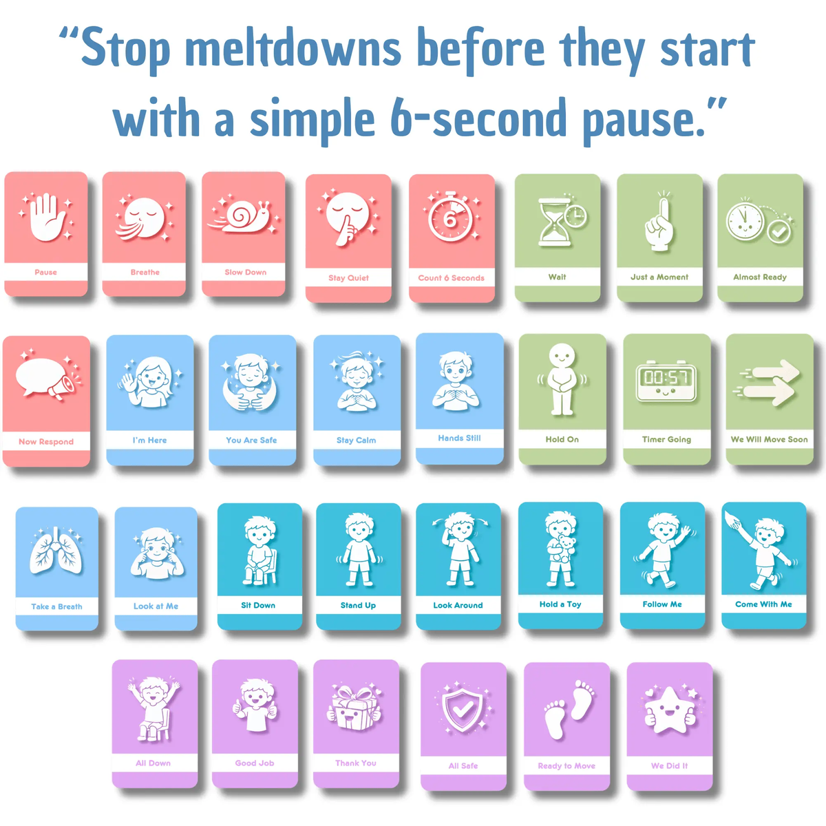 6 second reset autism meltdown printable calm down system ADHD