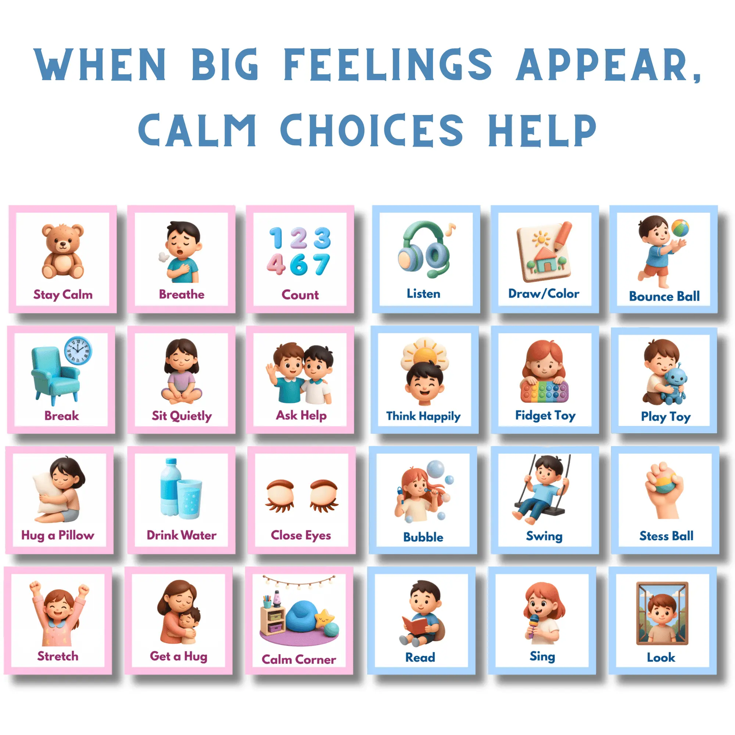 calm down cards printable autism ADHD self regulation kids