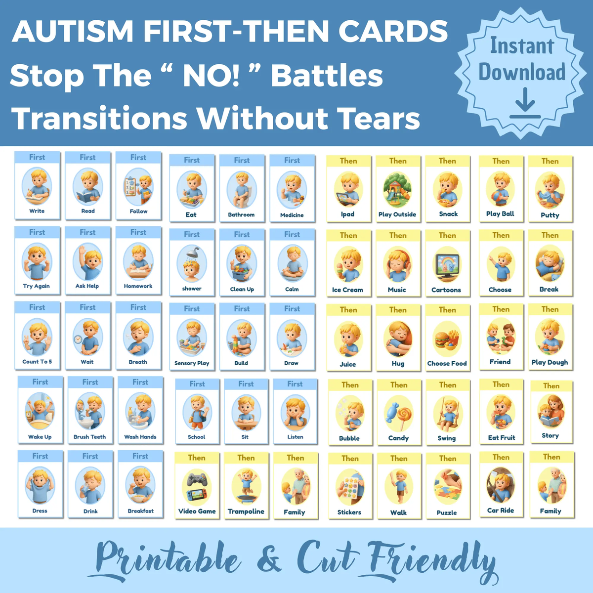 first then visual schedule cards printable ABA autism support