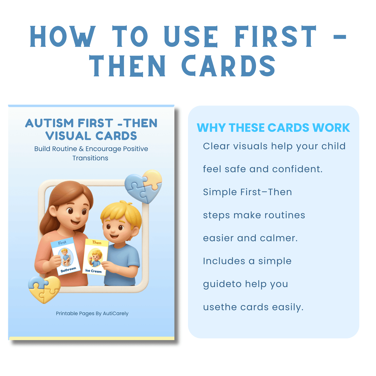 First Then Visual Cards for Autism | Reduce Refusal & Build Cooperation Step by Step | Printable ABA Schedule