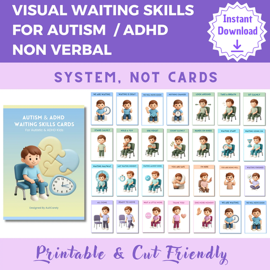 autism waiting cards printable visual support calm without meltdowns