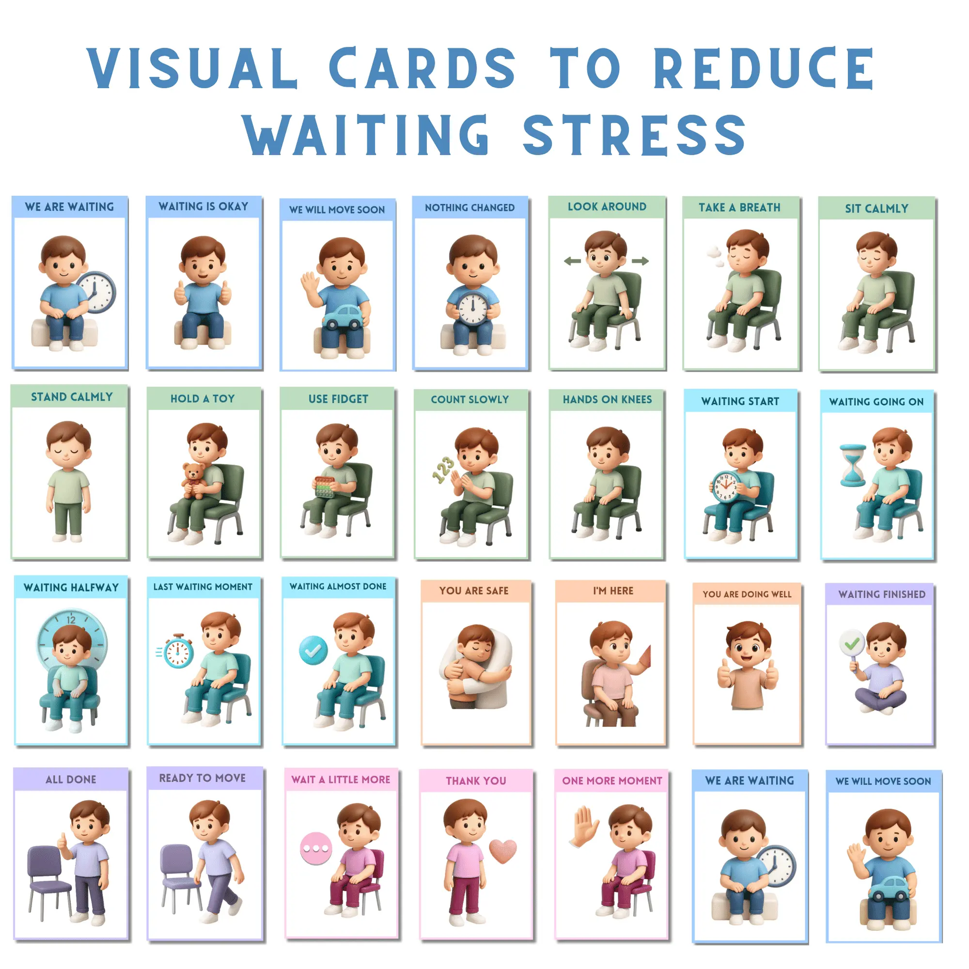 autism waiting cards printable visual support calm without meltdowns