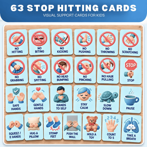 Autism & ADHD Behavior Support Bundle | Stop Meltdowns & Hitting | Calm Down, Feelings & Pain Expression Cards