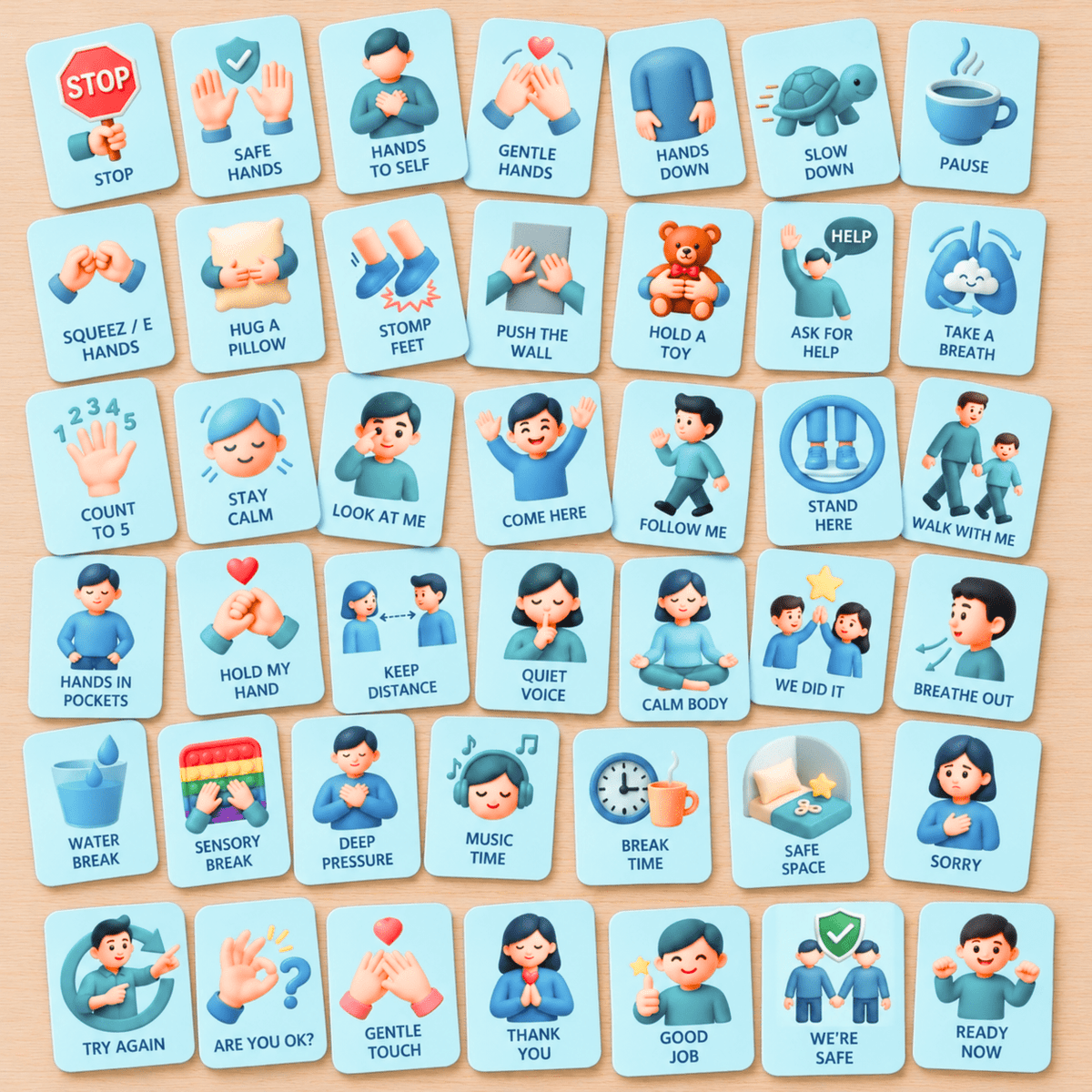 Autism & ADHD Behavior Support Bundle | Stop Meltdowns & Hitting | Calm Down, Feelings & Pain Expression Cards