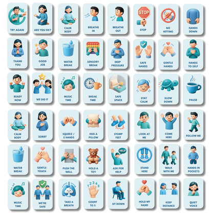 ABA behavior cards printable autism visual support for hitting and meltdowns