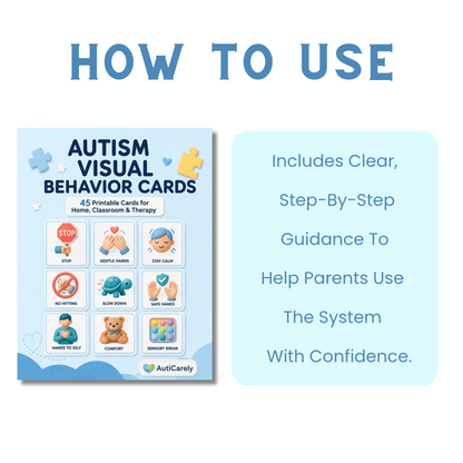 Autism Behavior Cards | Stop Hitting & Calm Meltdowns with 45 ABA Visual Cards for Home & Classroom | Printable