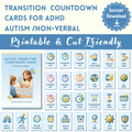 autism transition countdown cards printable visual support ADHD kids