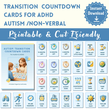 autism transition countdown cards printable visual support ADHD kids