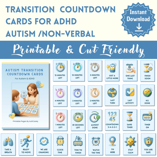 autism transition countdown cards printable visual support ADHD kids