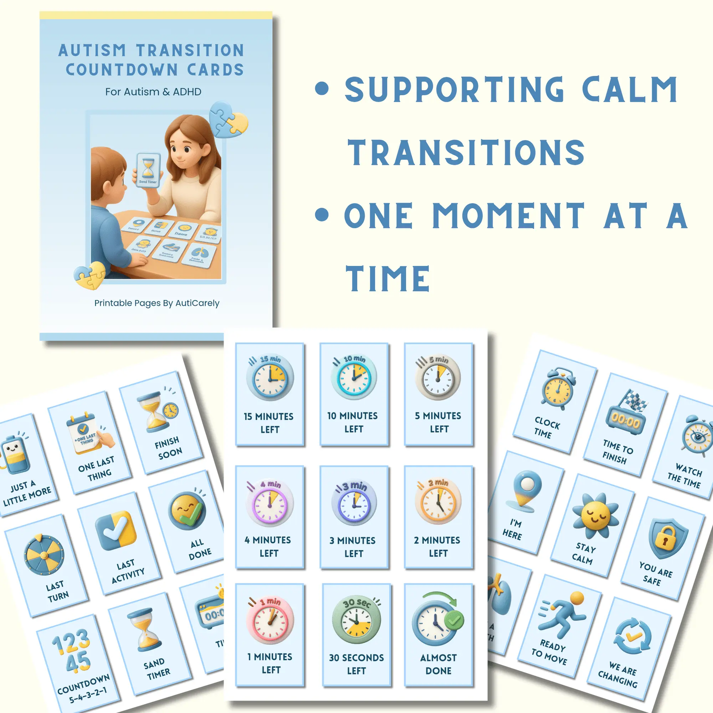 Autism Transition Cards | End Meltdowns When Switching Activities with Visual Countdown | Printable PDF