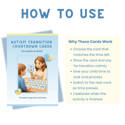 Autism Transition Cards | End Meltdowns When Switching Activities with Visual Countdown | Printable PDF