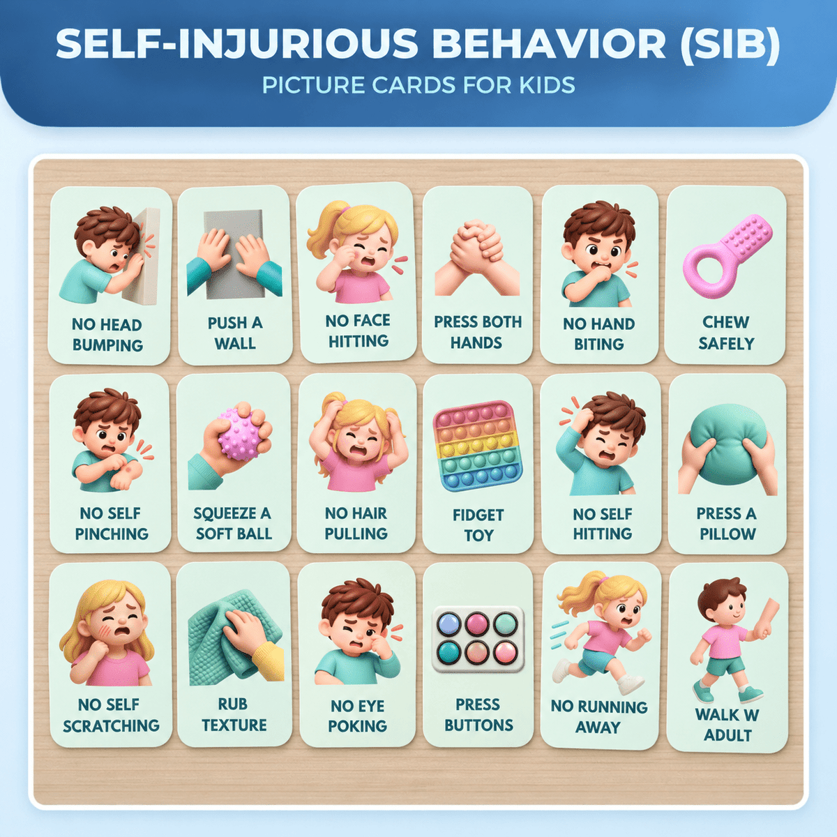 Autism Behavior Cards | Stop Hitting & Calm Meltdowns with 72 ABA Visual Cards for Home & Classroom | Printable