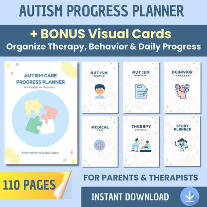 autism progress tracker printable care planner for parents therapists