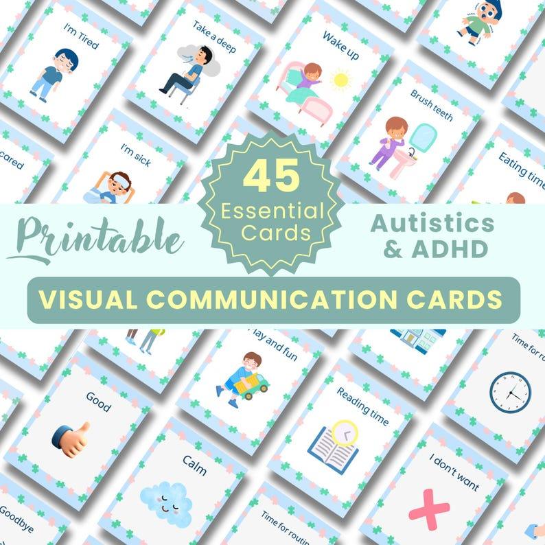 autism visual communication cards printable emotions daily routines