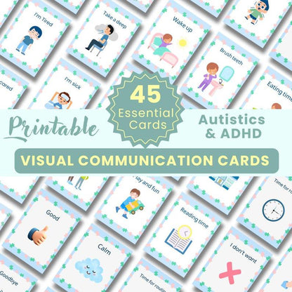 autism visual communication cards printable emotions daily routines