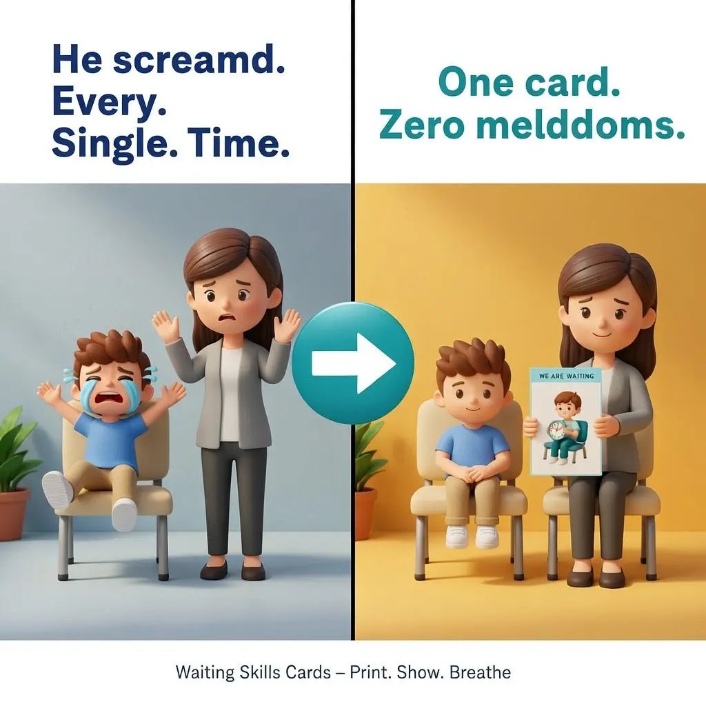 autism waiting cards printable visual support calm without meltdowns